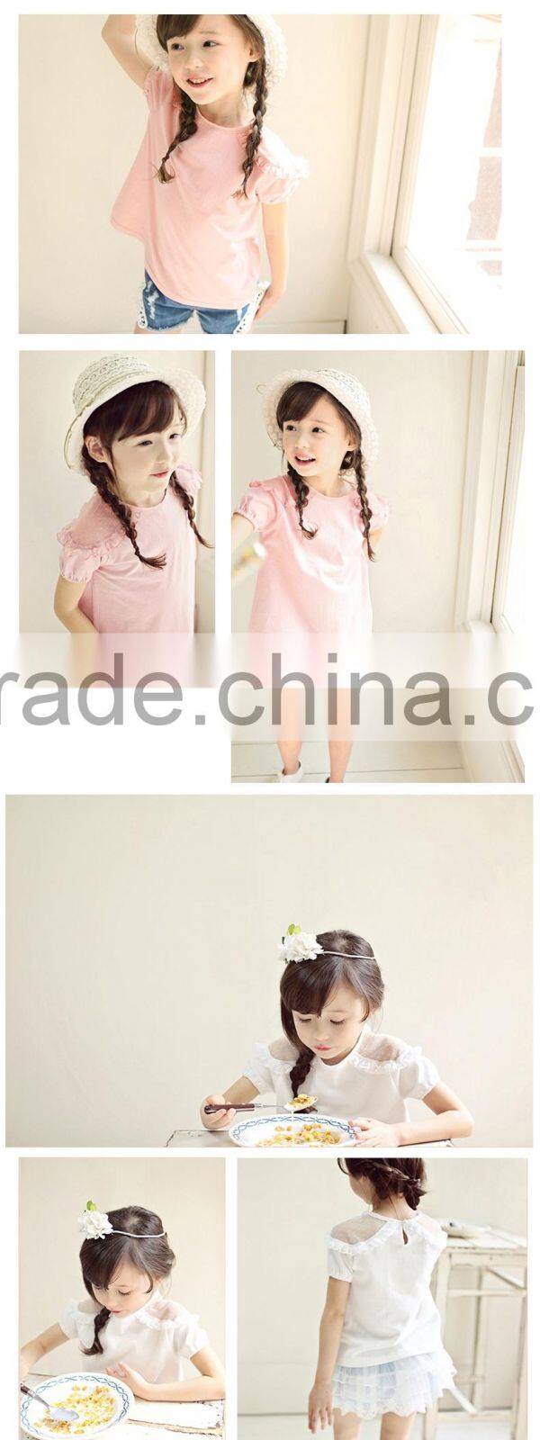 2016 shishi girl style cute lace dot fancy jersey girl blouse