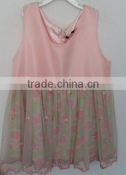 baby girls pink beautiful printed and embroidered lace dress for summer