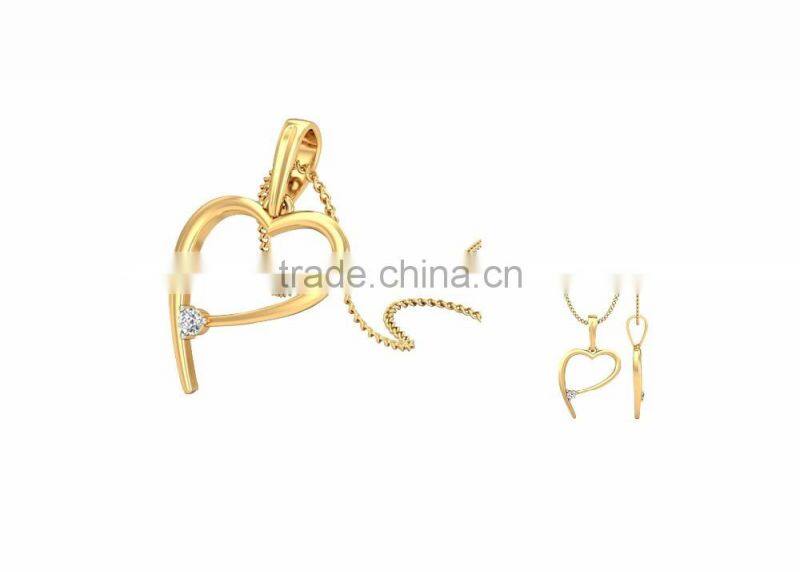 Gold Plated Fancy Small CZ Solitaire Heart Pendant