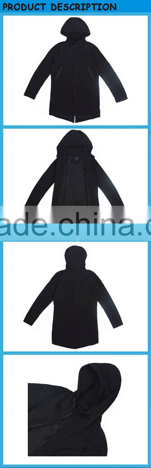2017 New Arrival Simple Black Parka Men Srping Wear Jacket