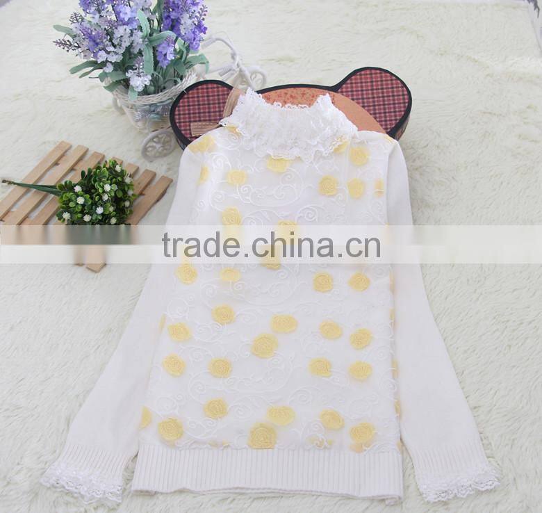 european style lace fashion hot sale factory price high neck kids sweater