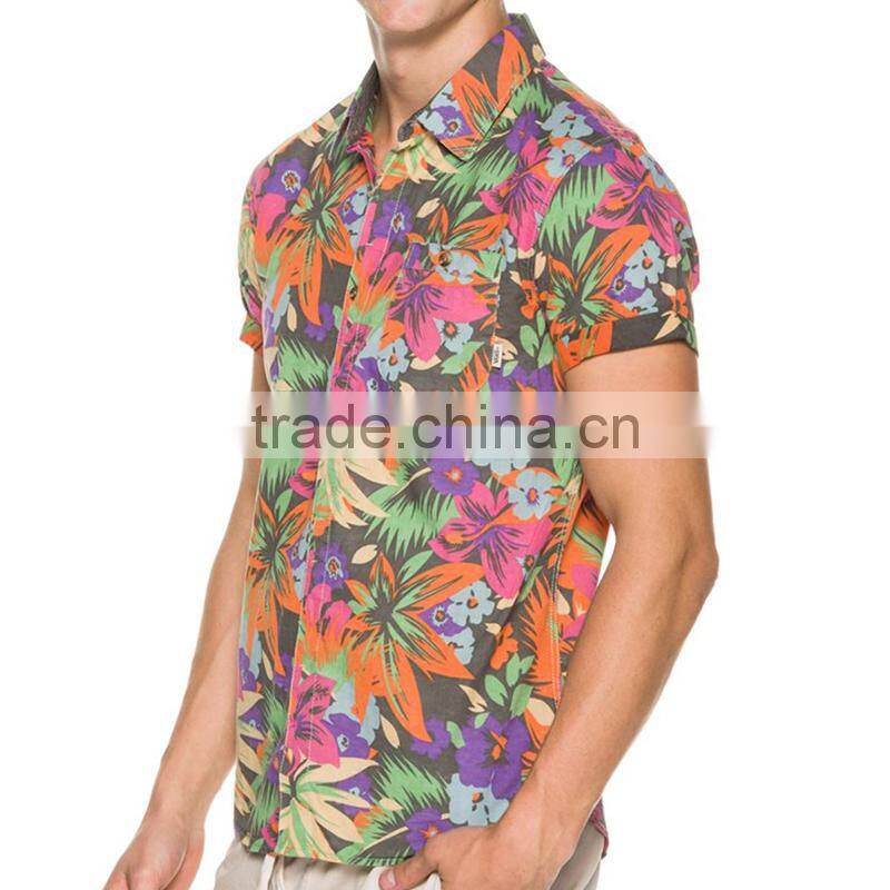 wholesale coconut tree mens shirt, hawaiian shirt china factory