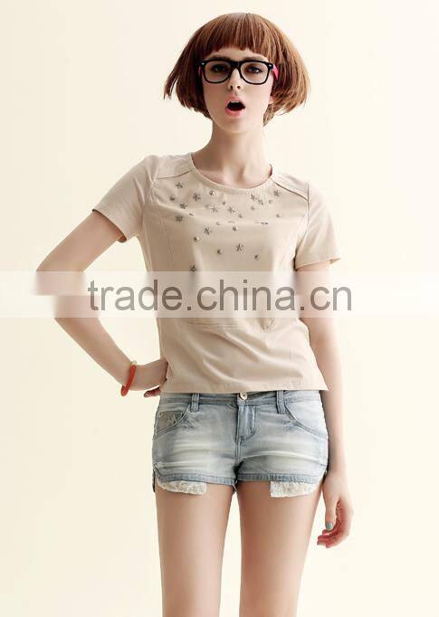 hot sale cotton round neck t shirt with raglan sleeves