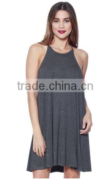 Plus Size Women Clothing Knit Halter Neck Spaghetti Swing Dress For Ladies