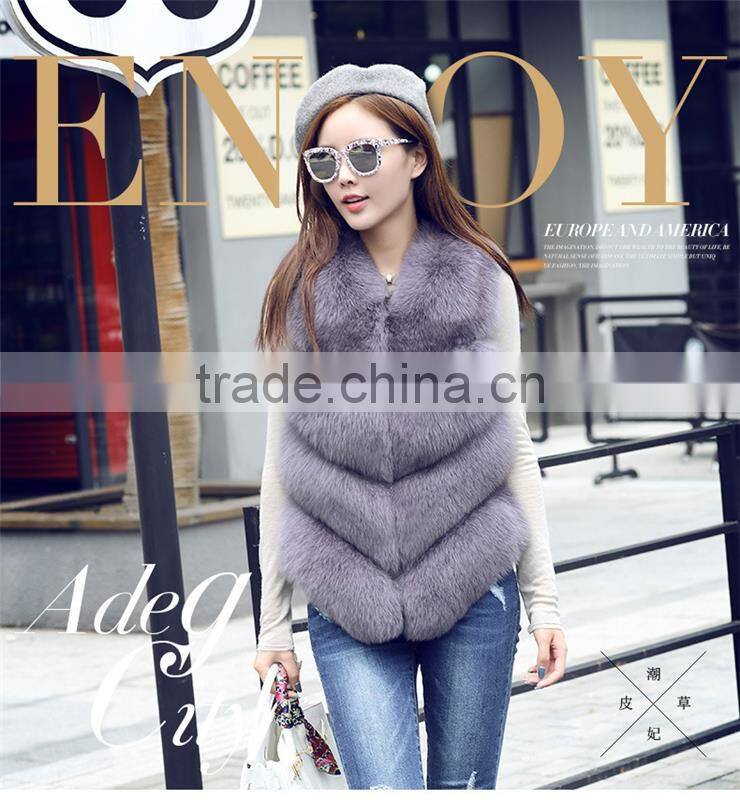 Hot Real Fox Fur Vest Top Quality Natural Fox Furs Waistcoat Jacket Woman Luxury Fox Fur Vest Gilets
