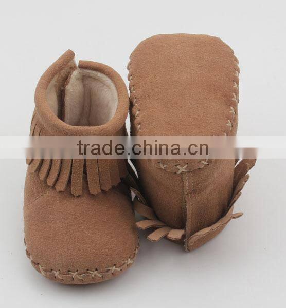 Adorable fancy soft sole genuine leather baby moccasins boots