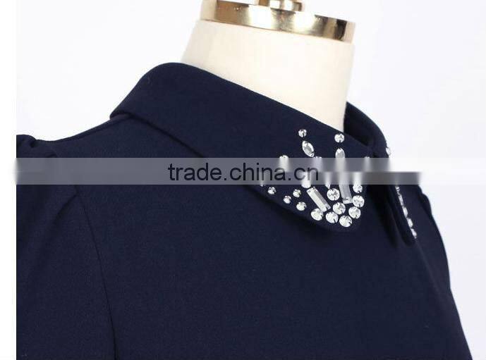 EW1681 Long Sleeves Chiffon Short Skater Dress with Braid