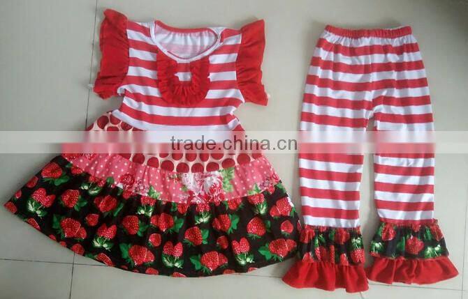 Boya new arrive summer cream yellow cotton lace flutter set girl clothing remake baby outfits giggle moon girls sets