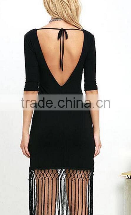 Runwaylover EY2205D New Style 2017 Ladies Fashion Backless Casual Dress