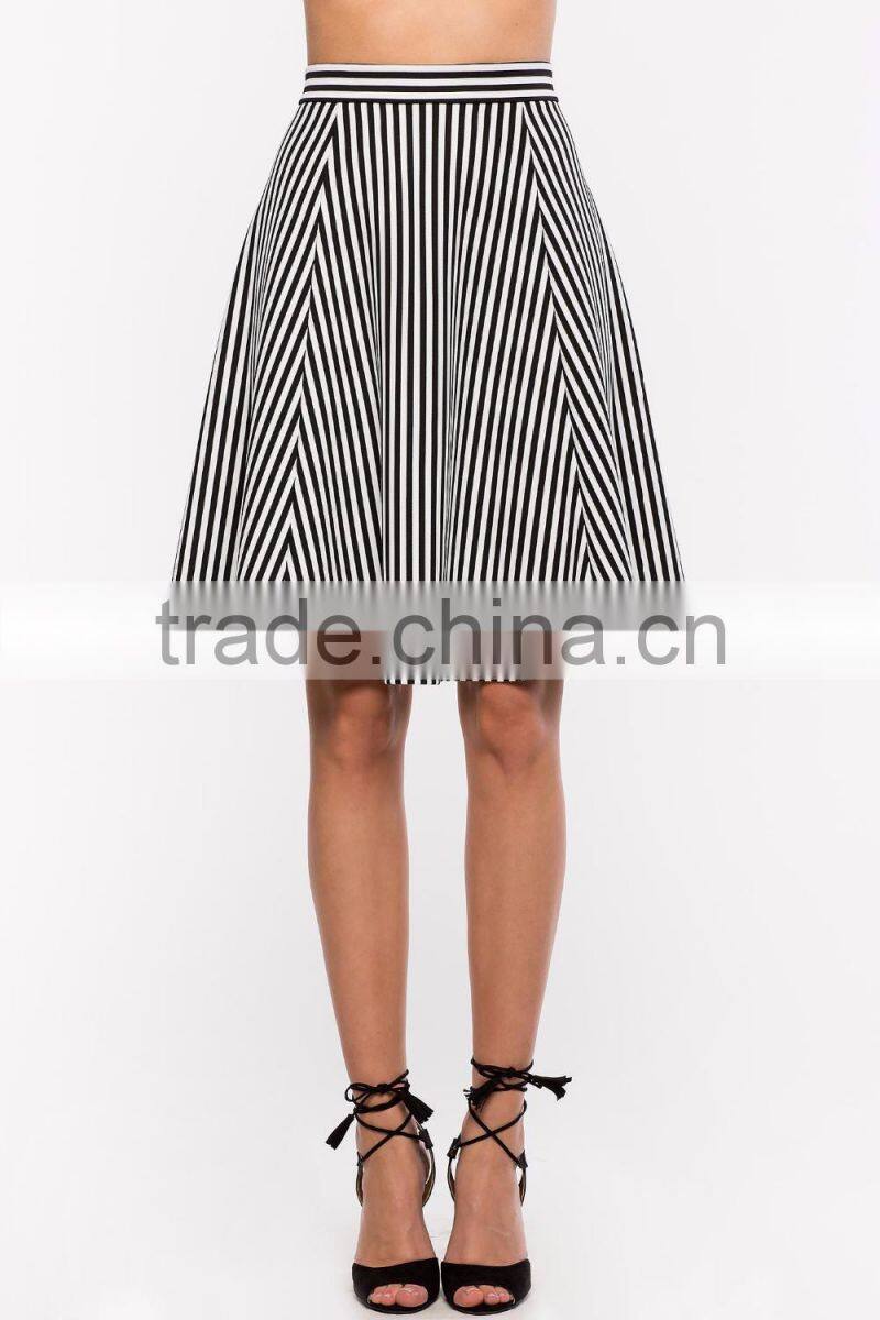 China wholesale high rise directional stripe midi skirt women fashion skirt 2016