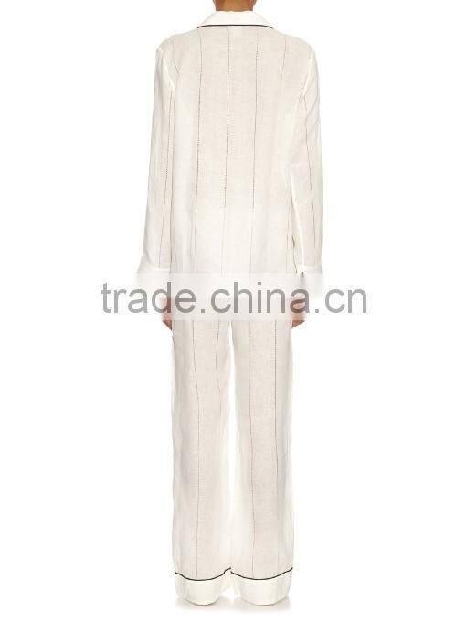 Long sleeve/pants sexy nighty design liner fabric pajamas ladies suit deisgns