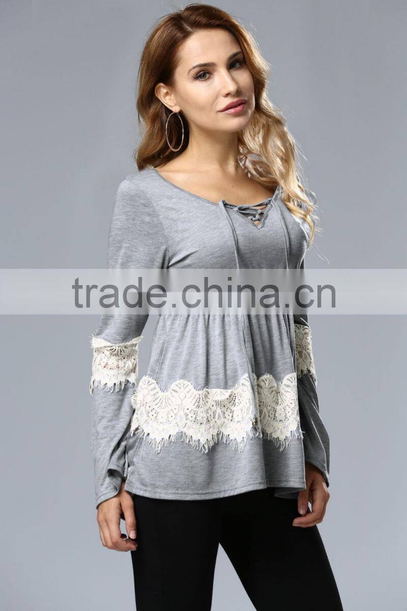 Fashion long sleeve blouse for fat women,plus size women clothing for sale 2017