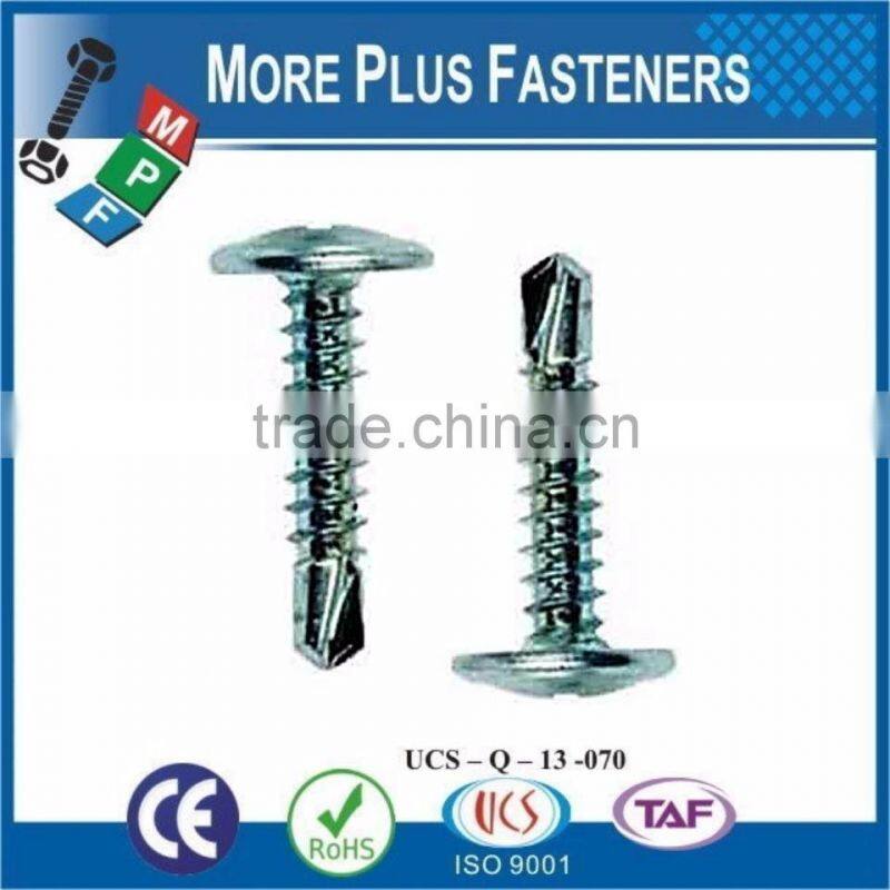 Made in Taiwan Modified Truss Head Wafer Head Phillips Drive Steel Zinc Yellow Zinc Steel Self Drilling
