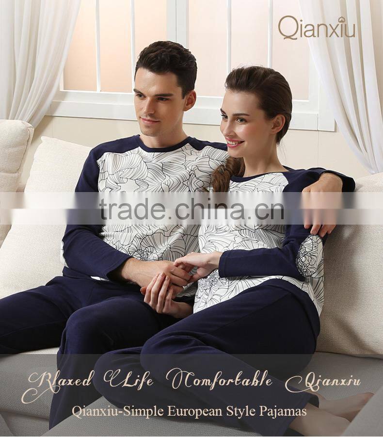 New Products Qianxiu Men Long Plain Fabric Cotton Popular Pajamas