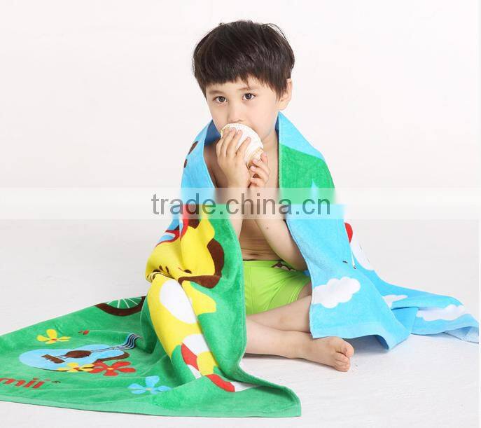 China factory custom vivid cartoon velour print cotton beach towel