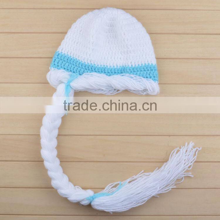 Newborn Baby Girls the Frozen Elsa Anna Hat w/ Hair Cap Braid Knitting