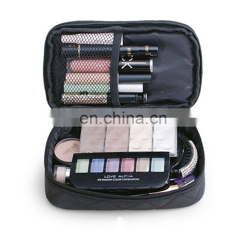 LOGO printing Two Layer Cosmetic Travel Makeup Case Organizer Bag With Mirror