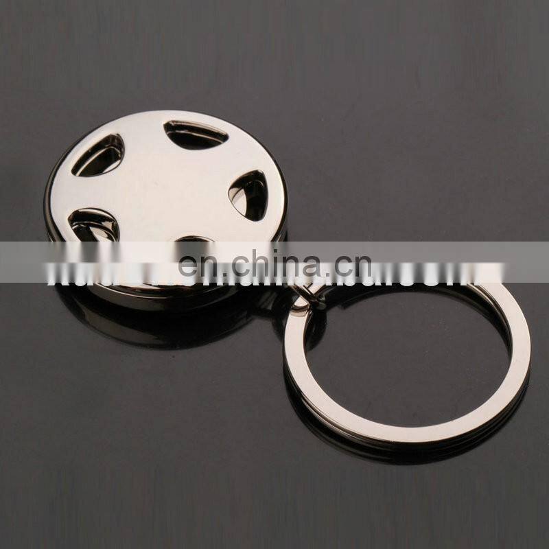 wheel shape openable coin keychain for supermarket gift