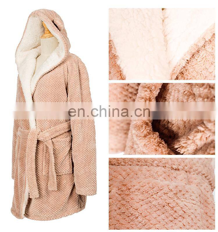 High quality super soft 100 cotton/fleece terry microfiber bathrobes women wholesale bathrobe With Hood