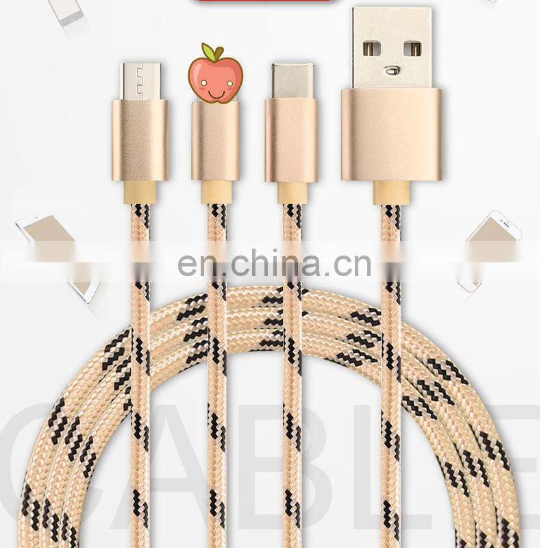 Golden SKY Colorful 2A Fast Charging Line Nylon 1m Mobile Phone Data Cable USB for Android Type-C Data Line