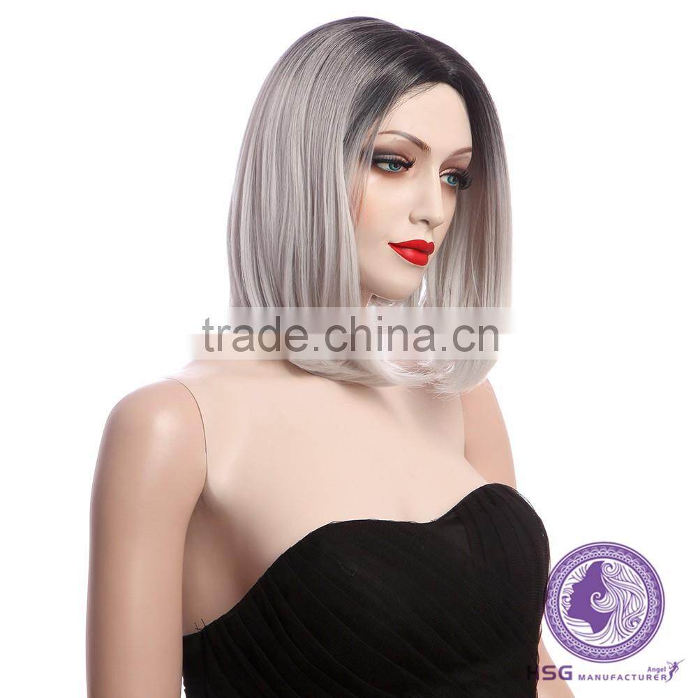 new fashion wig fashion grandma gray Bob wig