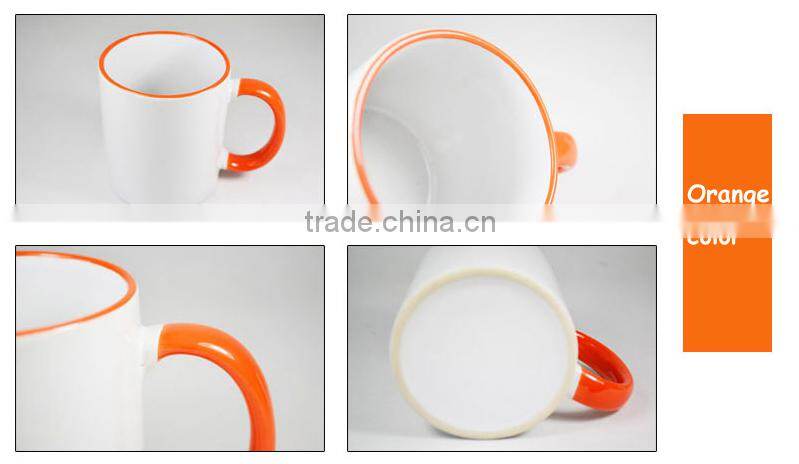 Manufacturer Wholesale Sublimation 11oz Top Grade Rim Colourful Mug