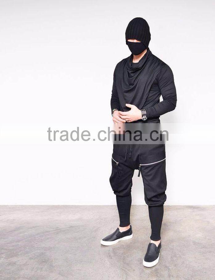 Big Zip Pocket Leggins Baggy Sweatpants Jogger Pants Black Standard Sports