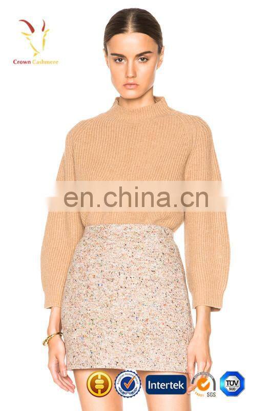 Winter fashion ribbed 100% cashmere ladies pullover sweater