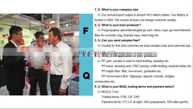 1000D 40tpm twist yarn pp multifilament yarn