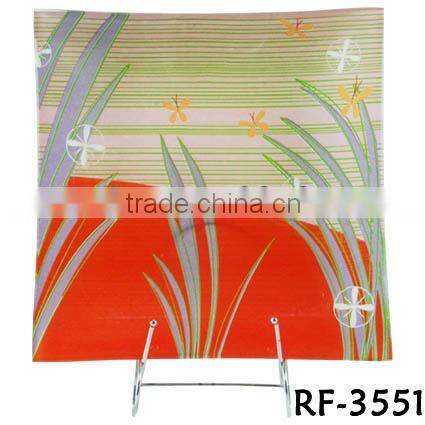 Sqaure Personalized Custom Made Flower Designed Clear Modern Glass Soup Plate