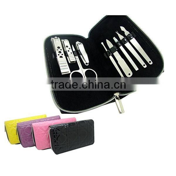 9pcs stainless steel manicure set shining colorful pouch luxury manicure set