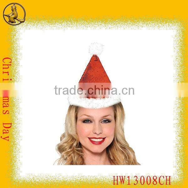 Fashion Luxurious Green Christmas Santa Hat for Girls