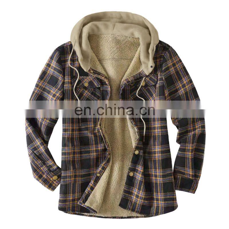 2021 Christmas Amazon Independent Station Hot Sale New European and American Men's Hooded and Fleece Shirt Jacket
