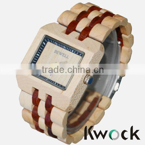 New Korea Fashion Vogue Colors Painting Wooden Wrist Watches with wooden box factory price Wooden Watch