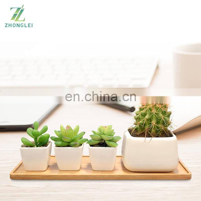 Mini Rectangle Bamboo Pot Saucer Rectangular Wooden Tray Succulent Planter Tray Bonsai Flower Boxes Trays