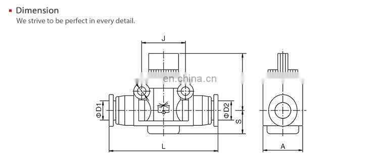 SNS HVFF Series air flow control switch union straight PU tube connector plastic push in fitting pneumatic hand valve