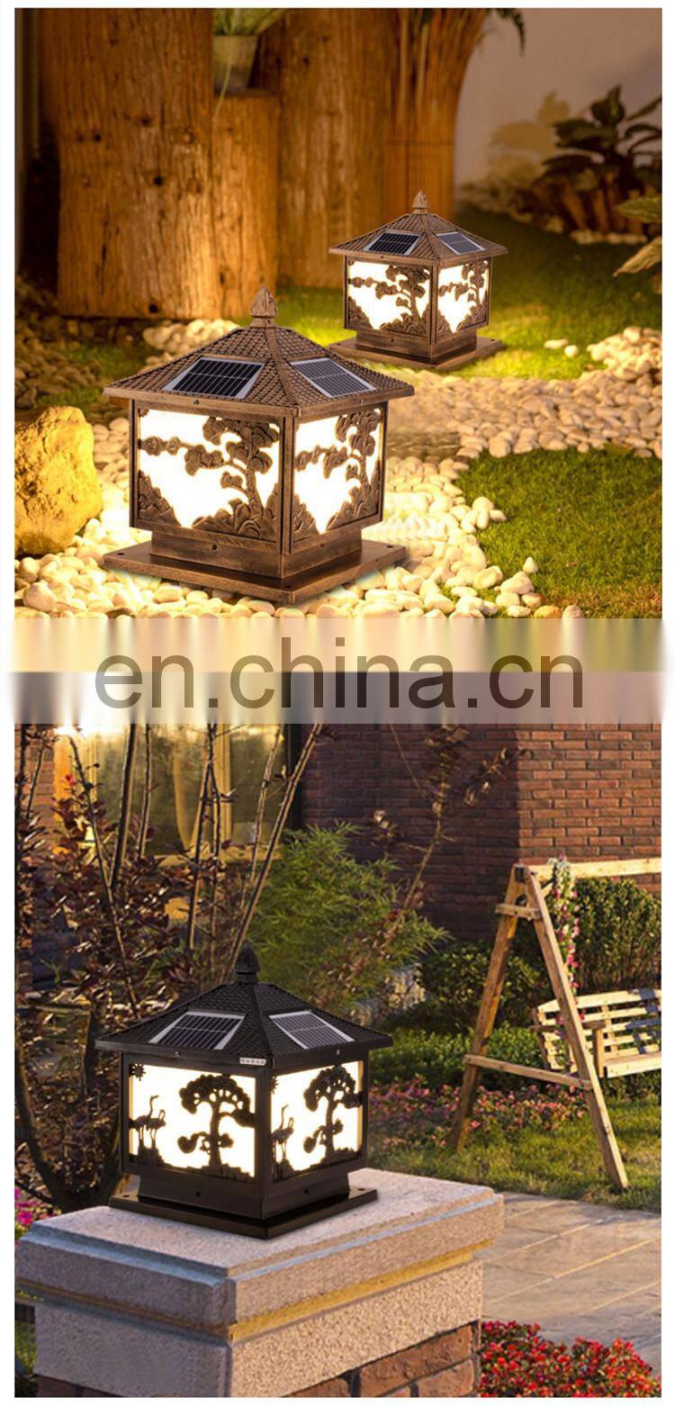 Garden Villa Column Head Wall Light Waterproof Landscape LED Solar Gate Lights