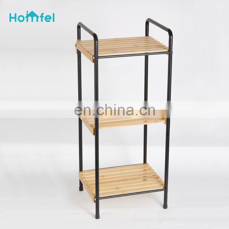 Stylish 3 Tier Metal Wire Rectangle Storage Caddy With Bamboo Base Rectangle Organizer Bathroom Kitchen Office