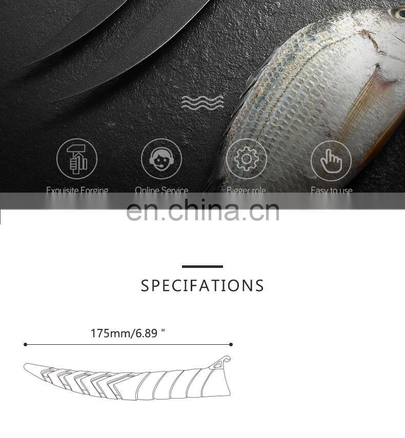 New TPR&ABS Fishing Knife Outdoor Camping Light Fish Fillet Knife with Black Coat and Scabbard Safety Fish Knife