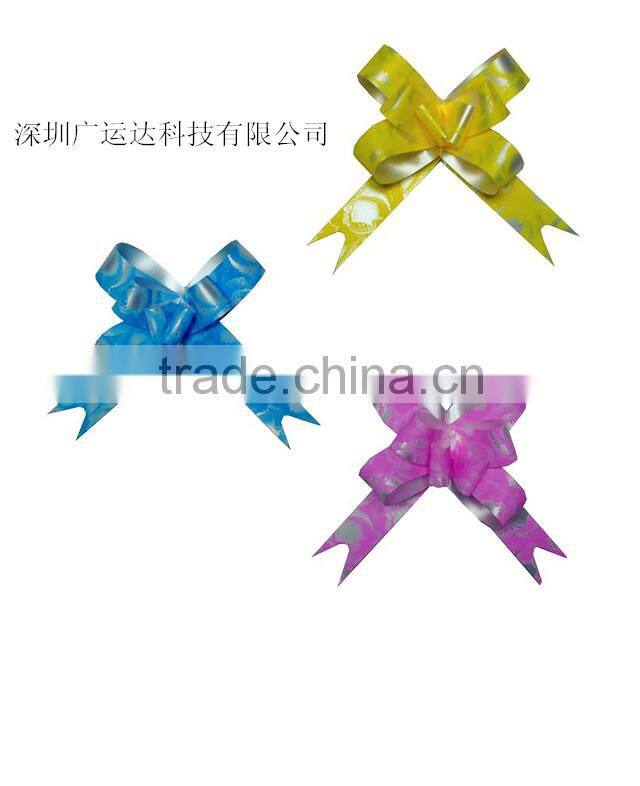 China Wholesale Hongkong Pull Bow in Gift Packing Decorative/ White Plain Poly Hongkong Pom Pom Pull Ribbon Bow