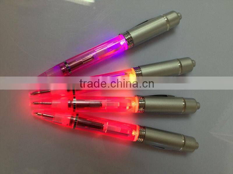 promotional gifts light up pen,led glowing ballpen, led flashlight pen,led logo projector pen,imprinted led light ballpen