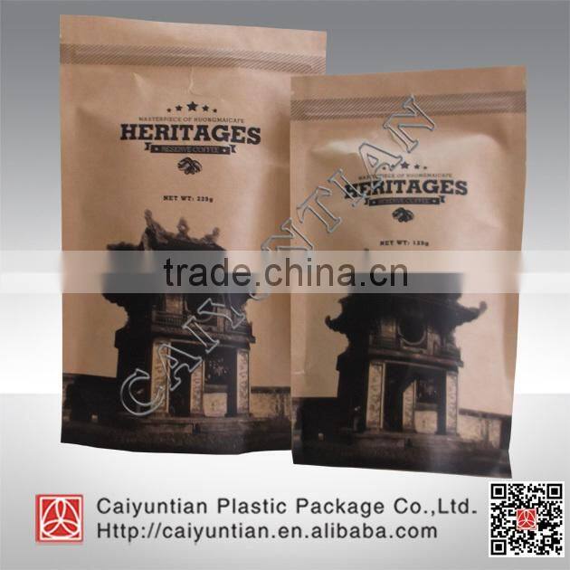 stand up zipper with window kraft paper bag, kraft paper bag with window