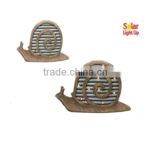 LED snails shape resin ornament w/solar light