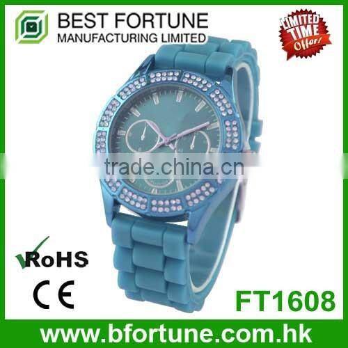 FT1326 Factory price stainless steel case back chrono silicone watchband watch