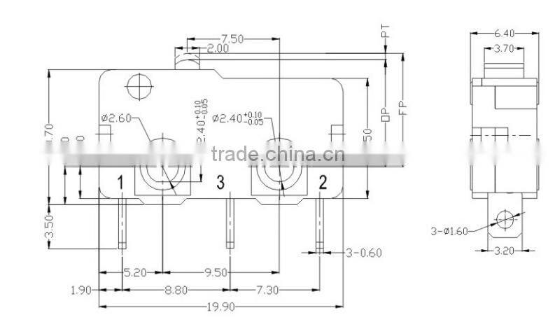 Zing ear micro switch for pencil sharpener with high electrical and mechanical life