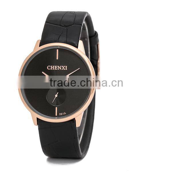 2016 Men Quartz Stainless Steel Back Geniune Leather Wrist Watch