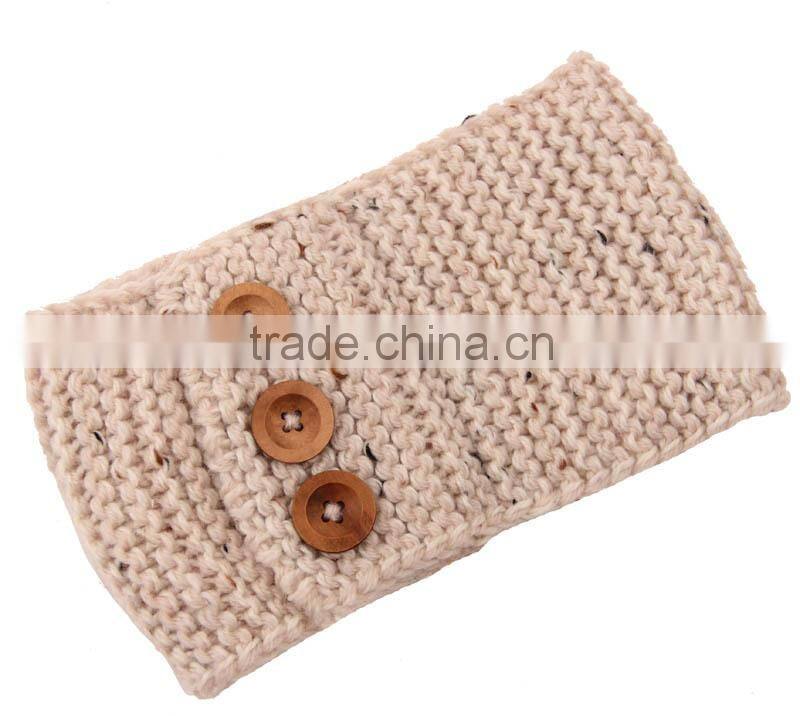 Fashion Trendy Girls Headband with Buttons Knitting Hair Accessories for women