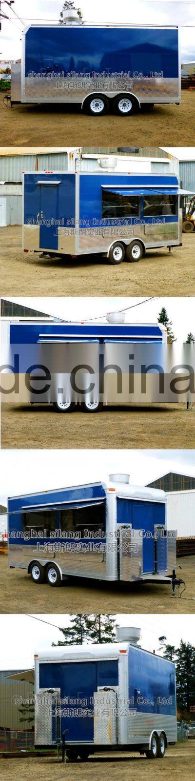 Blue biaxial food truck for sale mobile food truck for sale mobile food trailer cart By China's largest factory produce
