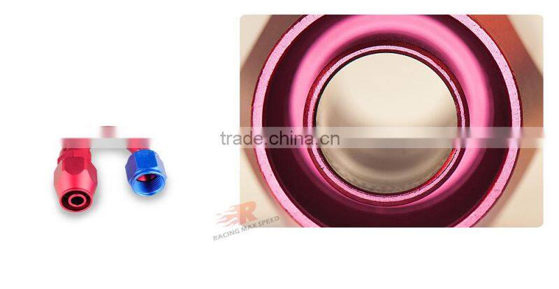 Aluminum oil cooler fitting 180 degree resuable hose end fuel line hose end fitting adaptor blue and red 40-180-10