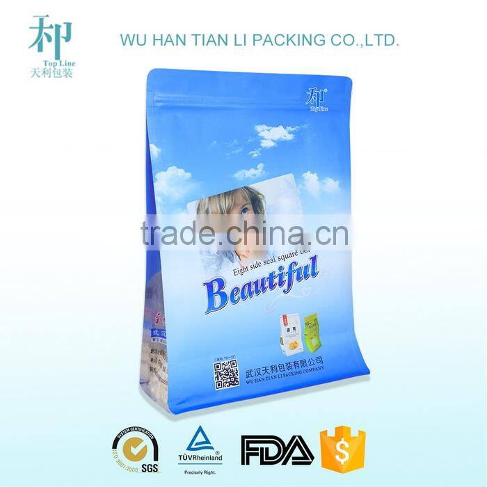 wholesale new products OEM factory printed clear plastic zip lock bags with square bottom